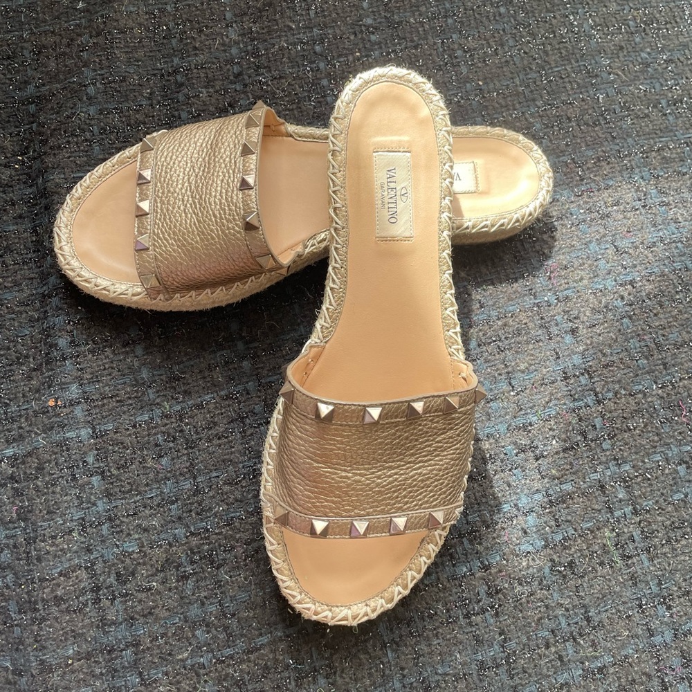 Valentino Rock Stud Flat Espadrille